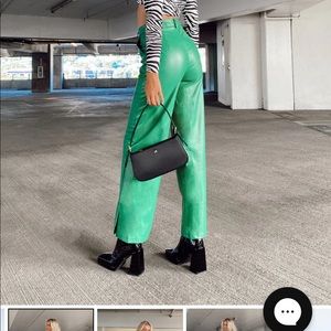 Green Leather Pants, flare out at the bottom